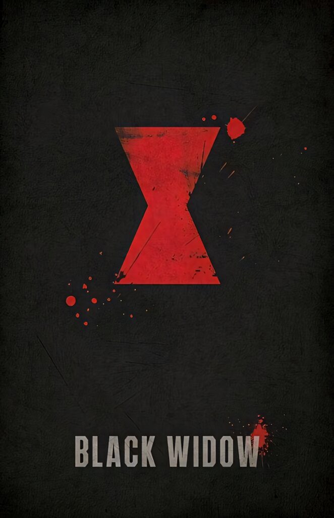 Black Widow hourglass logo faded red on dark textured background Marvel character wallpaper