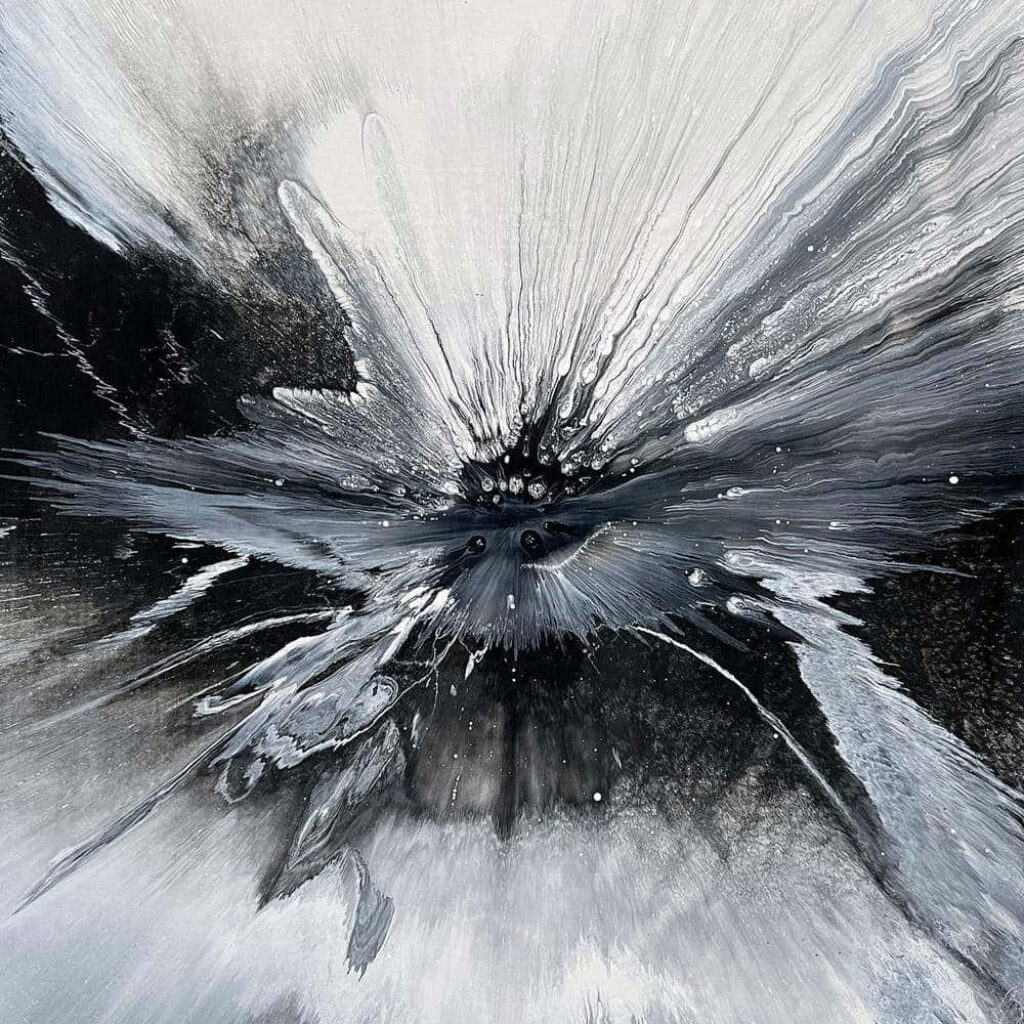 Dynamic Black and White Abstract Painting Wallpaper Background