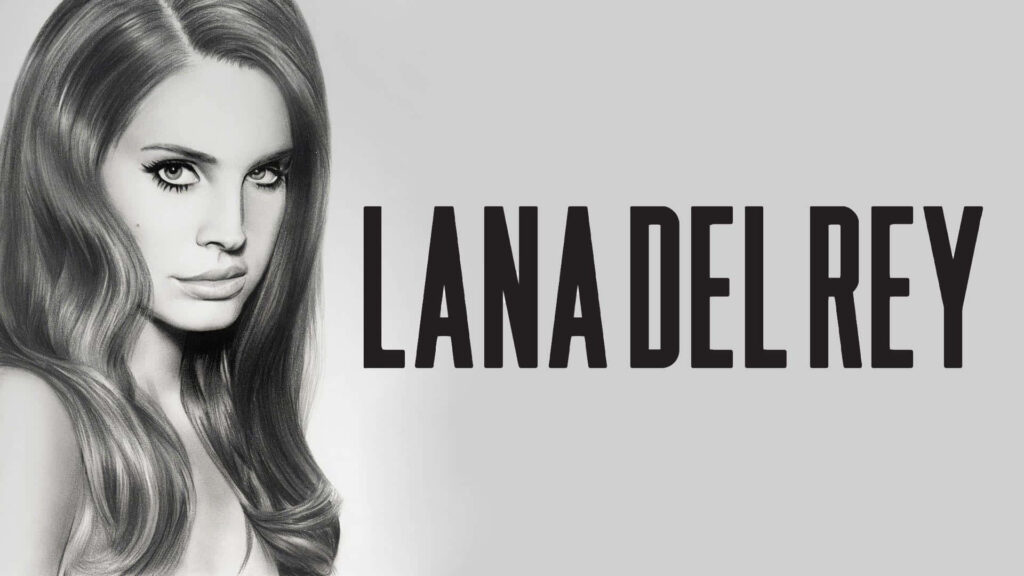 Bold Lana Del Rey Black & White Portrait Wallpaper Background
