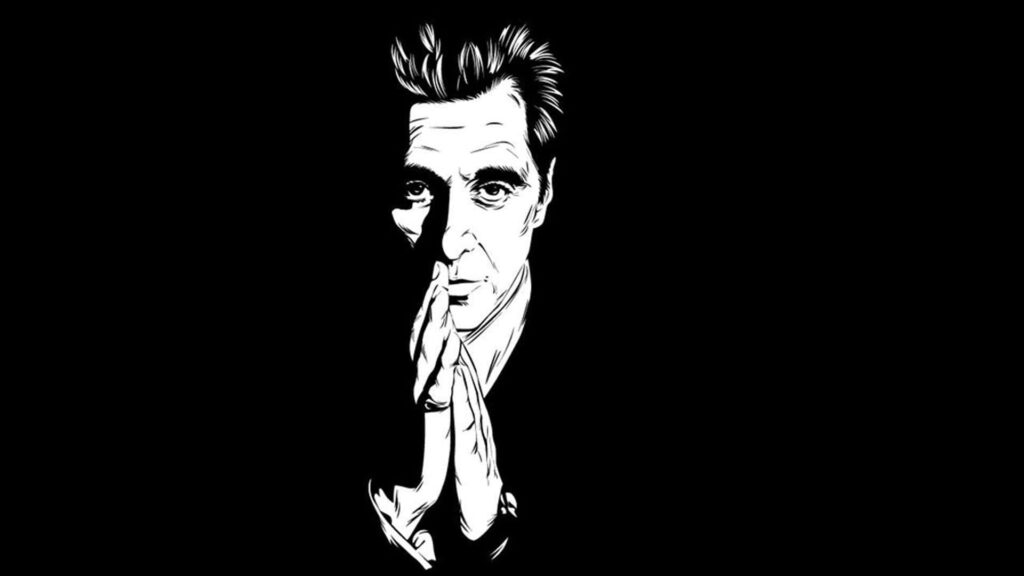 Michael Corleone Black & White Fanart Wallpaper – Intense Minimalist Design