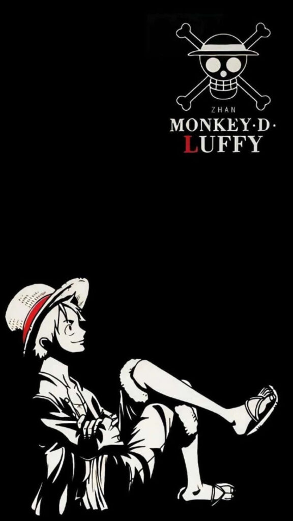 Minimalist Black and White Monkey D. Luffy Wallpaper Background