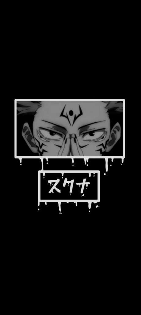 Menacing Sukuna Black & White iPhone Wallpaper – Jujutsu Kaisen Design