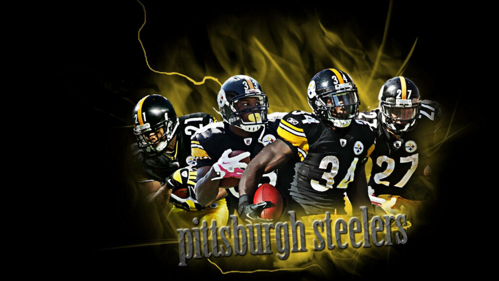 Steel City Pride: A Stylish NFL Background Celebrating the Pittsburgh Steelers in Bold Black and Vibrant Yellow Wallpaper