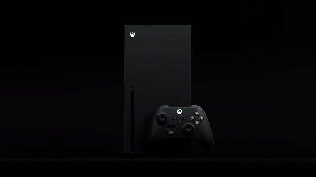 Silent Strength: The Iconic Xbox One X Controller and Console Merging into Darkness Wallpaper