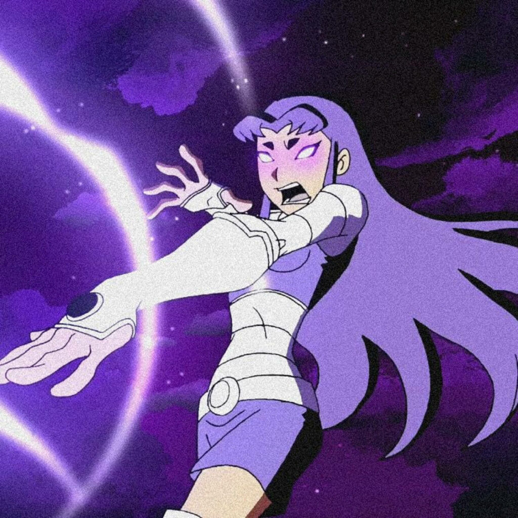 Blackfire unleashing ultraviolet energy with cosmic purple aura dynamic wallpaper background