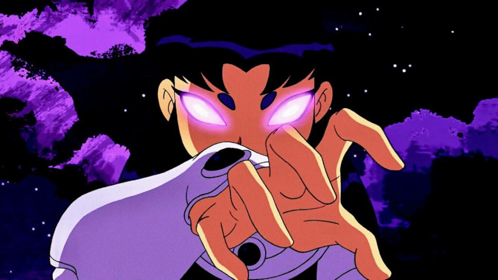 Blackfire emitting ultraviolet ray from glowing eyes with cosmic background wallpaper energy