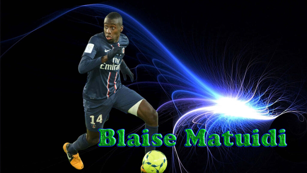 Blaise Matuidi dynamic football action wallpaper with vibrant abstract background design