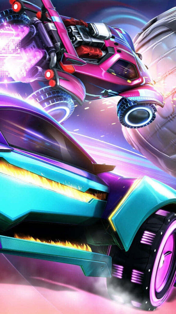 Season 2 Ignites: Roaring Android Cars Blaze through Rocket League's Colorful Arena Wallpaper in HD 675x1200 Resolution