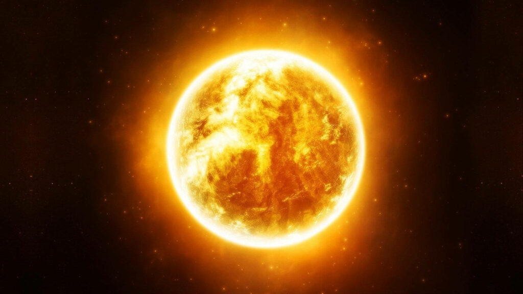 Blazing Brilliance: HD Fiery Sun Wallpaper on Black