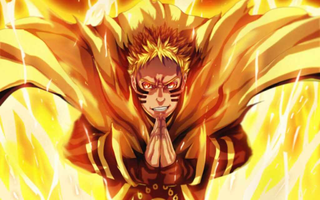 Blazing with Power: Naruto Baryon Mode Ignites the Flames of Strength Wallpaper