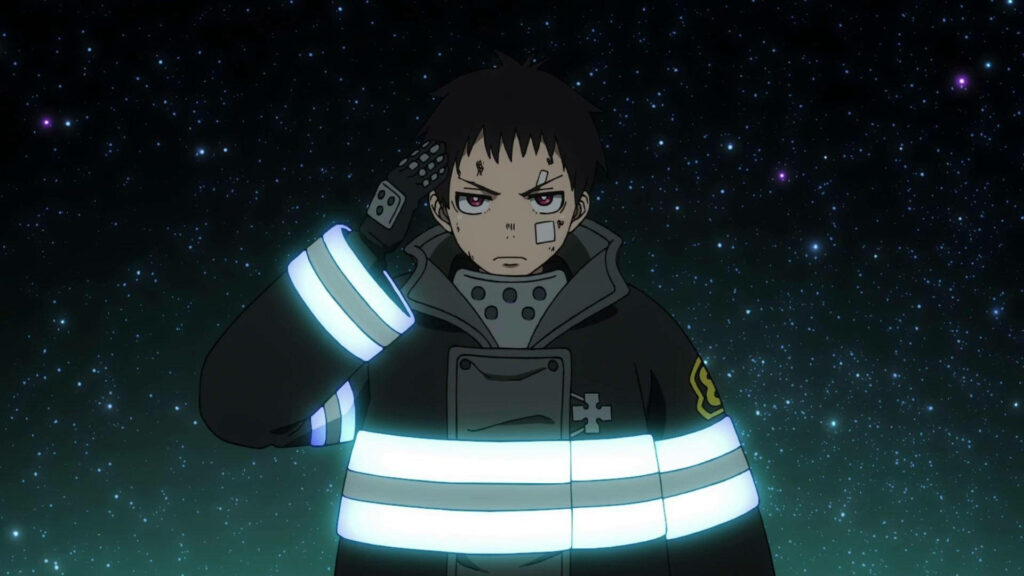 Blaze into Action: Shinra Kusakabe Lights Up This Fire Force Wallpaper