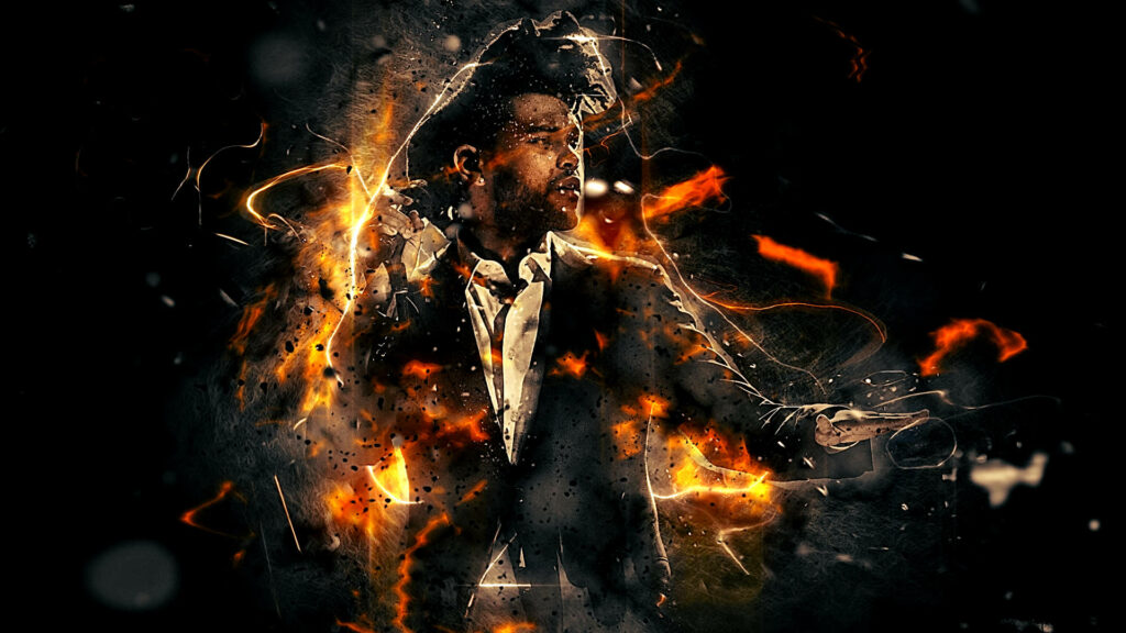 A Blazing Performance: The Weeknd's Fiery Wallpaper