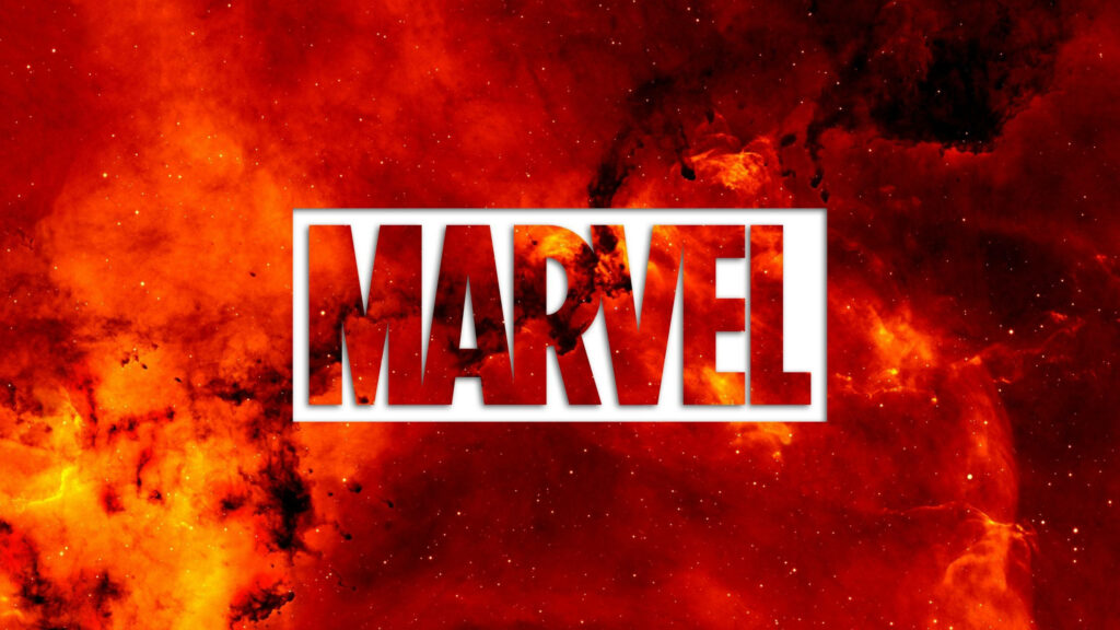Blazing Brilliance: Marvel Logo Ignites Aesthetic Wallpaper in 2560x1440 Pixels