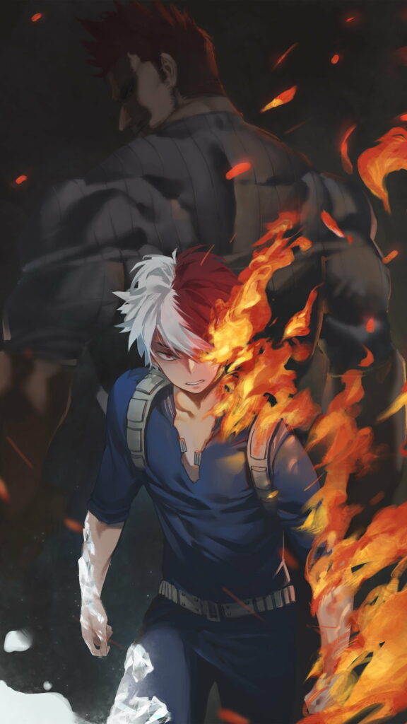 Burning Passion: Todoroki's Fiery Journey - A Spectacular HD Fan Art Wallpaper