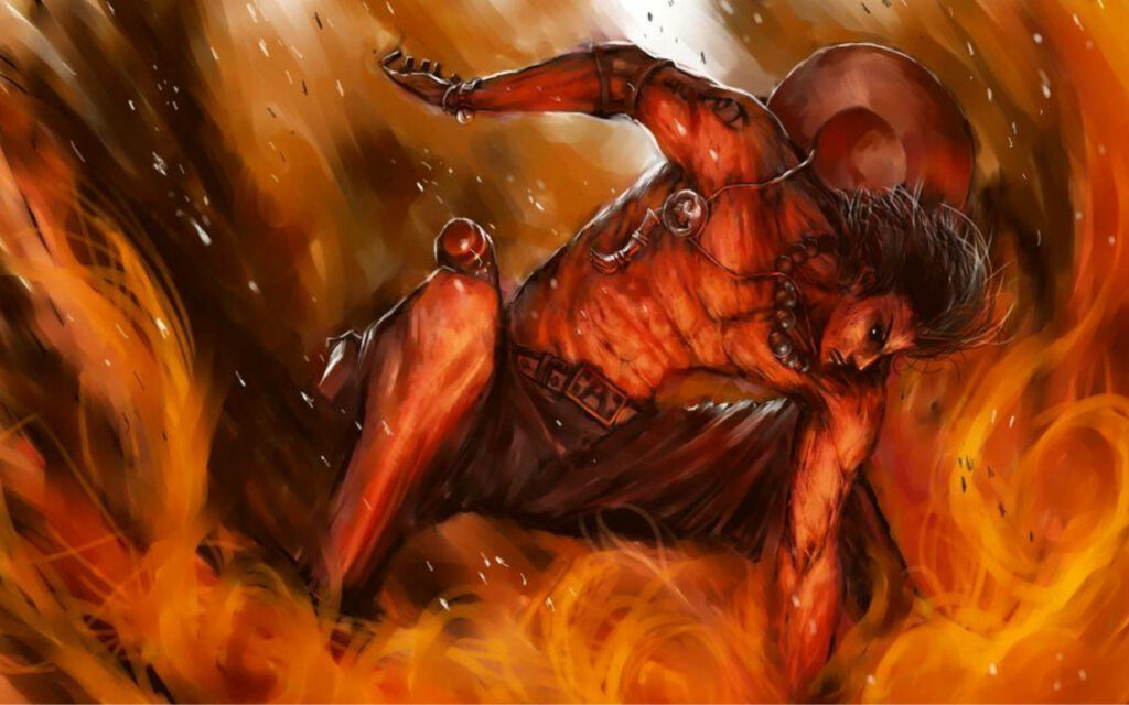 Burning Legacy: Captivating One Piece Ace Fanart Wallpaper
