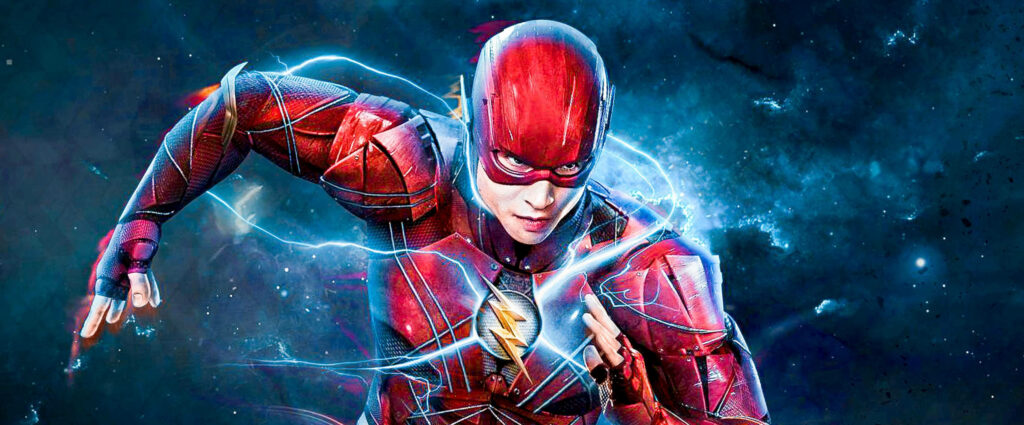 Lightning Speed in the Galaxy: The Flash Wallpaper with Blue Lightning Backdrop