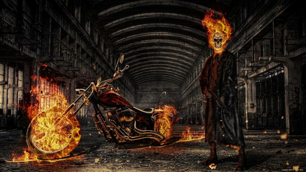 The Fiery Vintage Vigilante: Ghost Rider Wallpaper for Your Desktop