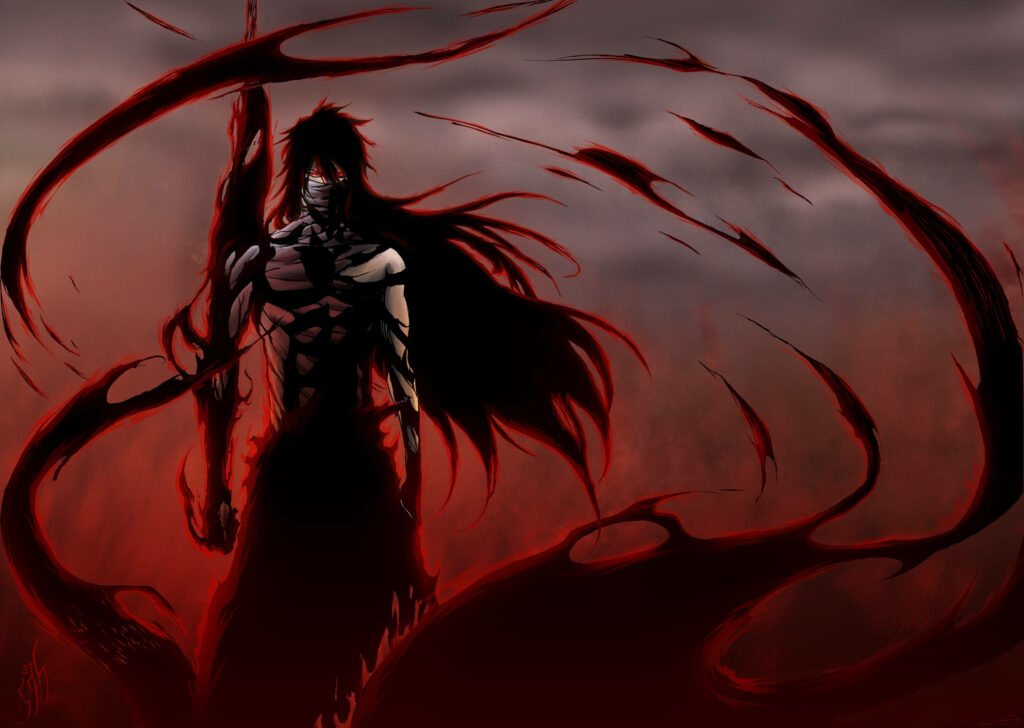 Intense Ichigo Wallpaper: Dark Aura & Menacing Form from Bleach