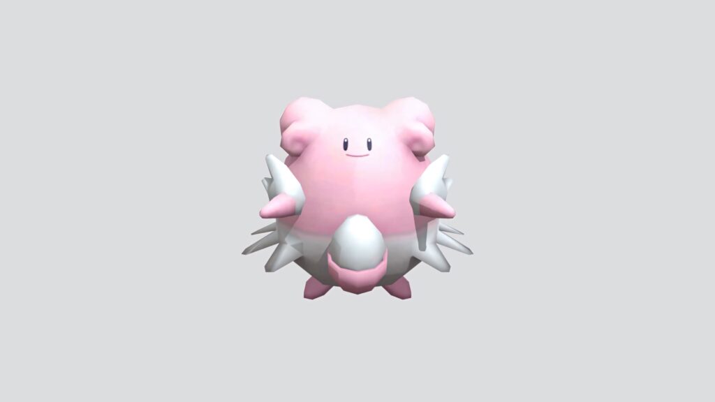 Minimalistic 3D Blissey Pokemon wallpaper on light gray background clean and simple design
