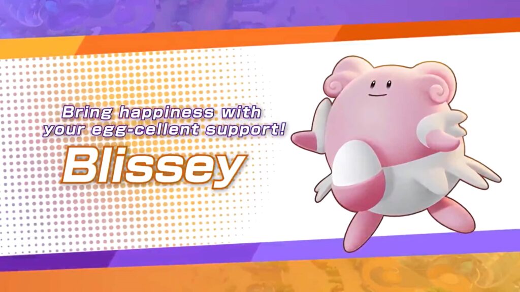 Blissey cheerful 3D wallpaper vibrant background friendly supportive Pokémon character pose