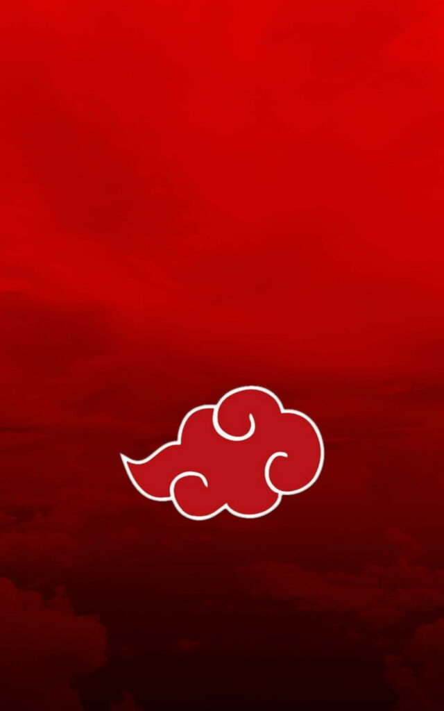 Dark Akatsuki Symbol on Fiery Red Background: Perfect Phone Wallpaper for Fans