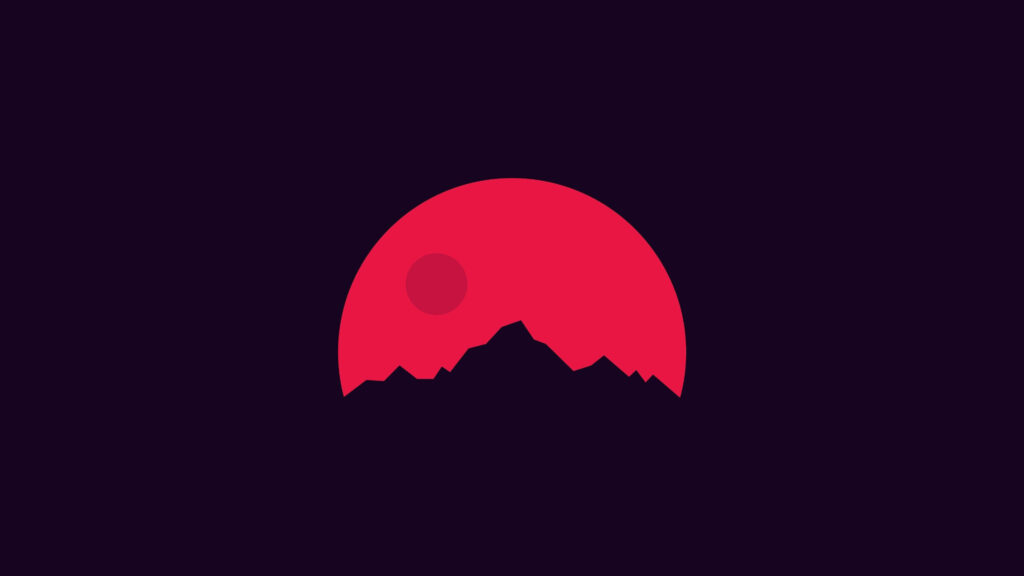 Blood Red Moon Over Mountains: Minimalist Laptop Wallpaper