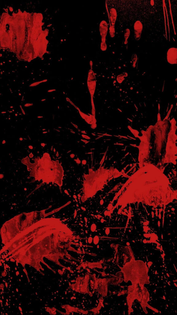 Vibrant Crimson Cascades: An Artistic Blood Splatter Immersion Revealed on Vertical Wallpaper