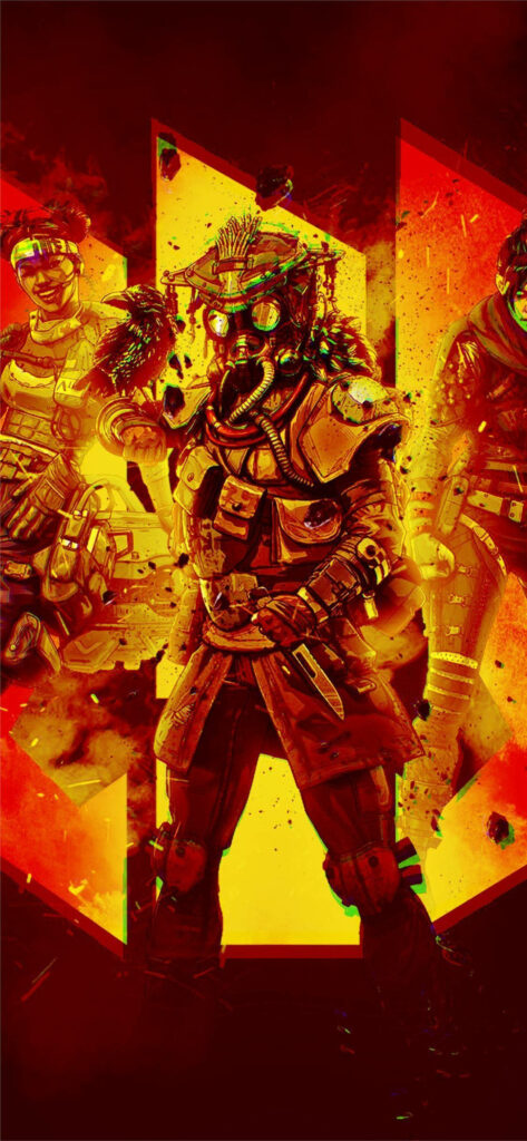 Bloodhound Apex Legends wallpaper with vibrant red and yellow tones for gaming fans background
