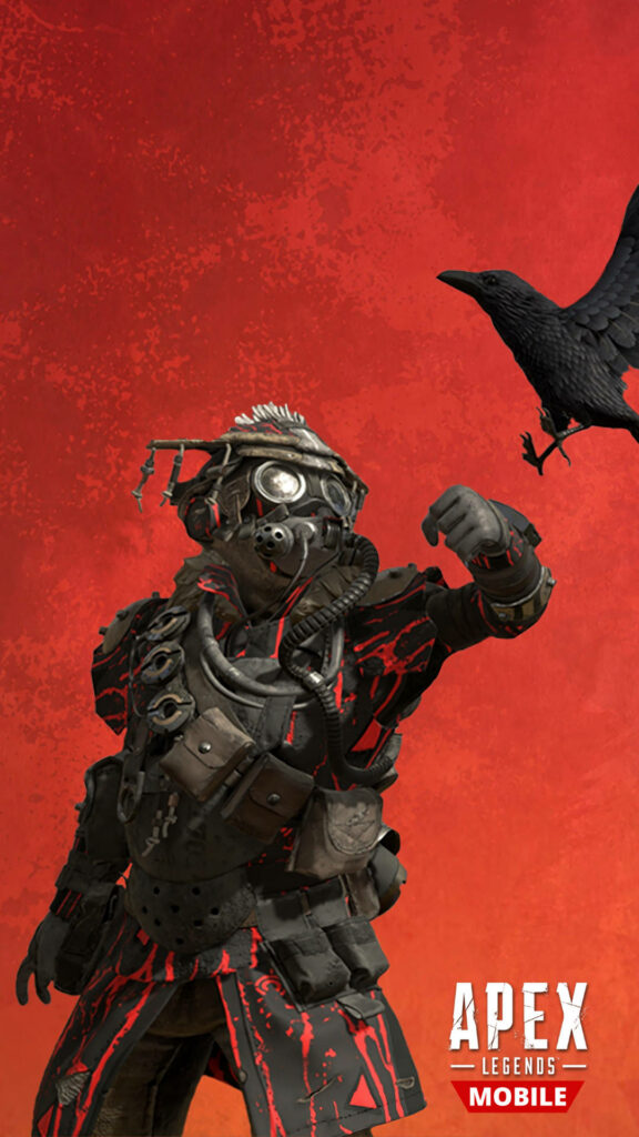 Bloodhound Apex Legends phone wallpaper with raven on red background perfect for Tracker fans