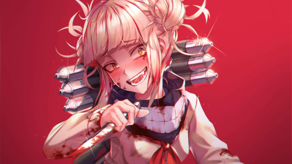 Malevolent Madness: Himiko Toga's Sinister Artistry Unleashed Wallpaper