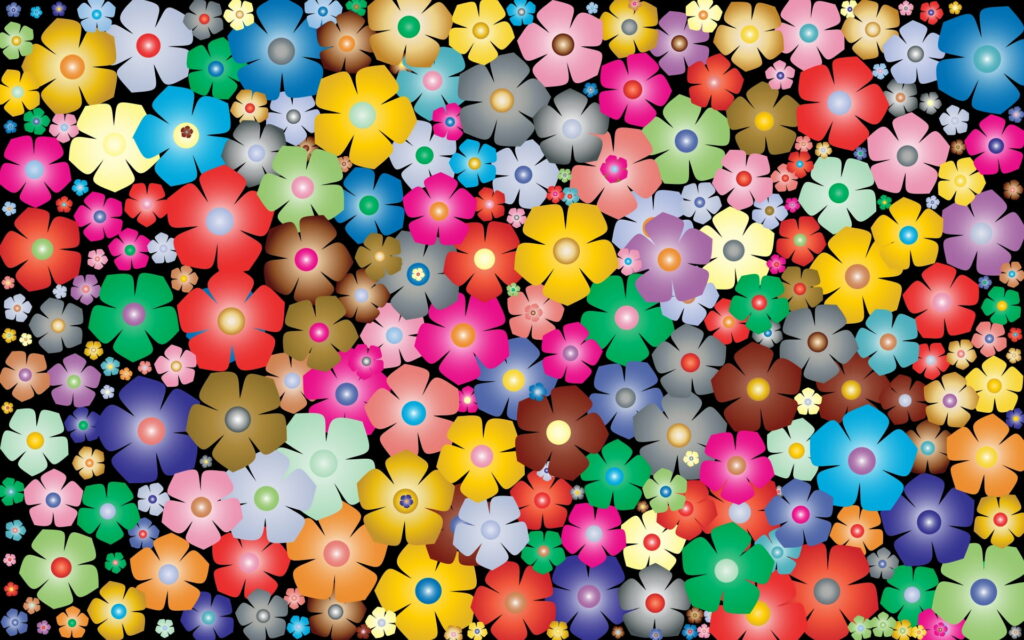 Colorful five-petaled flowers mosaic with soft gradients vibrant playful HD wallpaper background