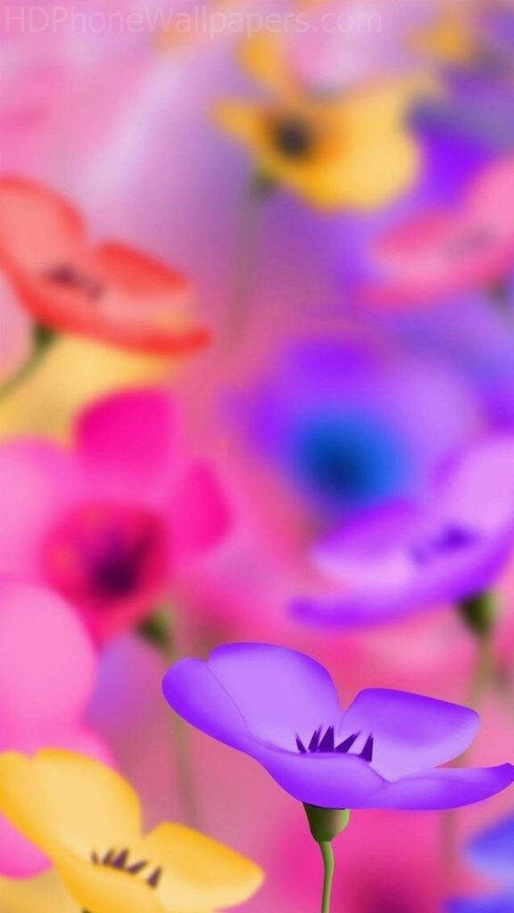 Colorful Floral Symphony: Vibrant Hues Blossoming on Android Phone Background Wallpaper