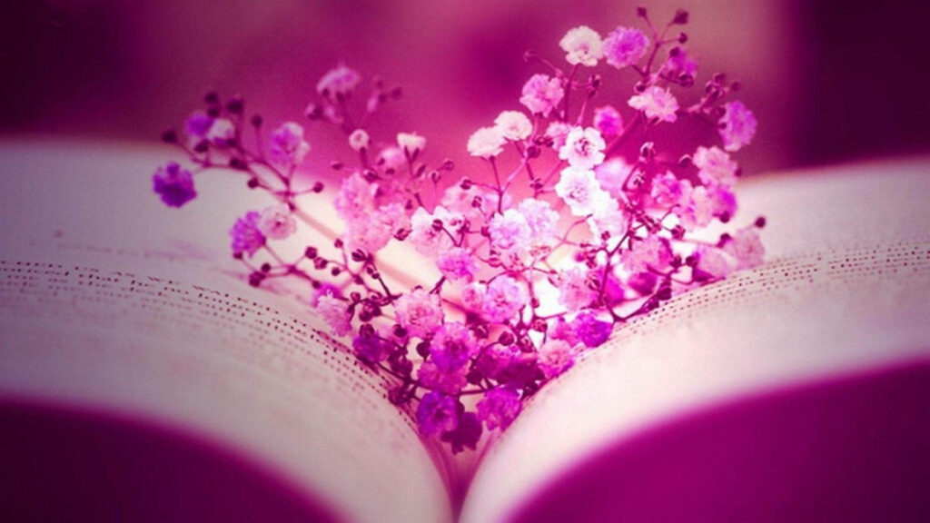 Purple Blossoms Bloom within the Pages: Captivating 1920x1080 HD Flower Background Wallpaper