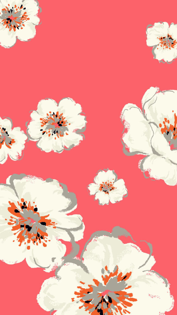Enchanting Floral Delight: Captivating iPhone Wallpaper with Elegant White Blossoms on a Blush Pink Canvas