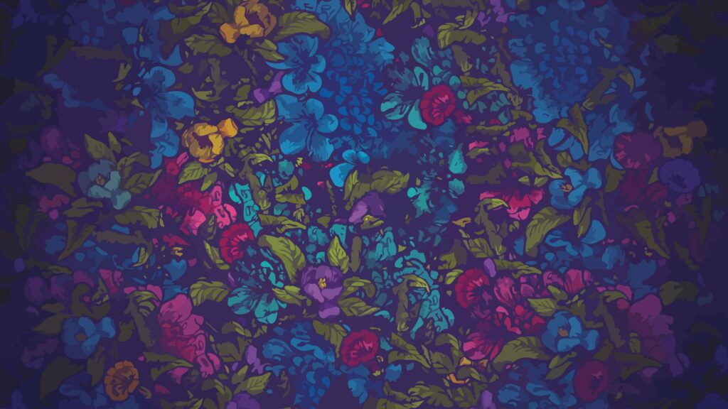 Blossoming Abstraction: A Digital Floral Masterpiece in QHD Wallpaper