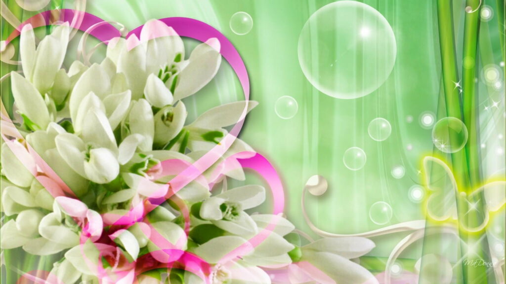 Blooming Bubbles: Vibrant Spring Floral Delight in HD Vector Wallpaper