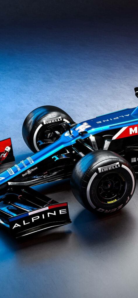 Blue Alpine Formula 1 race car wallpaper showcasing sleek design and high-performance engineering