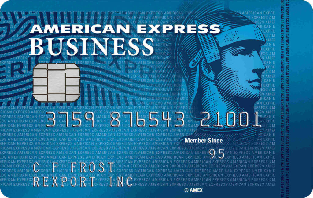 Blue American Express Business credit card wallpaper with centurion profile metallic chip embossed details