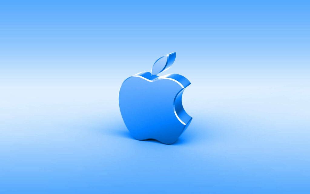 Blue-Hued Apple Glory: A Gradient Background Accentuates the 3D Android Phone Wallpaper