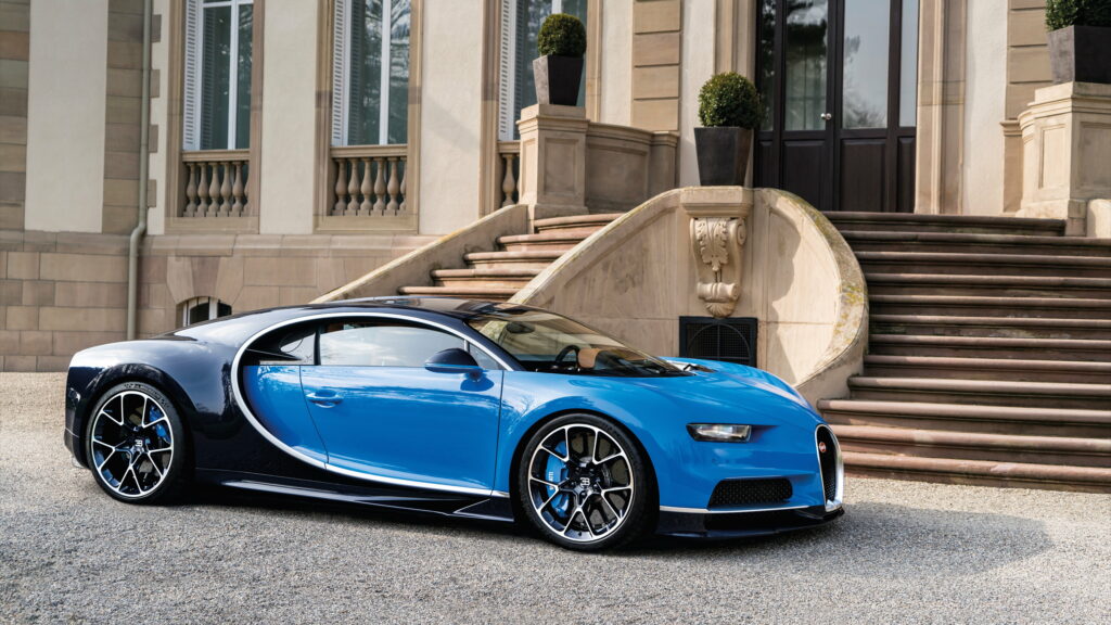 The Blue Beast: A Mesmerizing Bugatti Supercar in 8K Glory Wallpaper