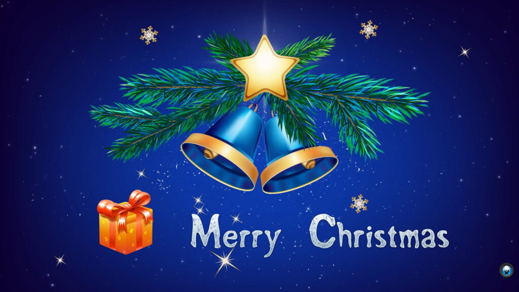 Jingle Bells in Festive Blue: HD Vector Background for Merry Christmas 