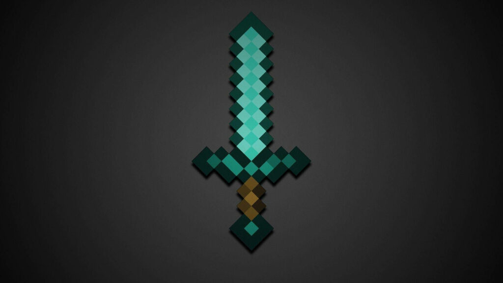 Minimalist Minecraft diamond sword wallpaper dark charcoal gradient pixel art gamer background