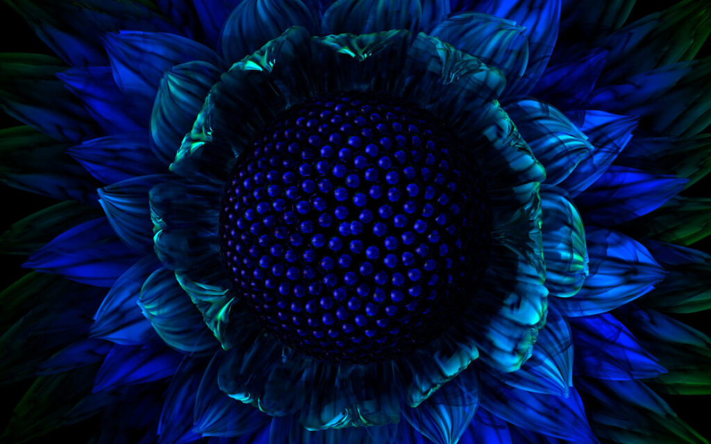 A Mesmerizing Botanical Delight: A Focus on a Radiant Blue Flower's Intricate Details in this Captivating Screensaver Wallpaper