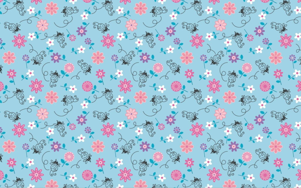 Floral Tapestry: A Captivating Bouquet in Vivid Blues - HD Wallpaper Delight