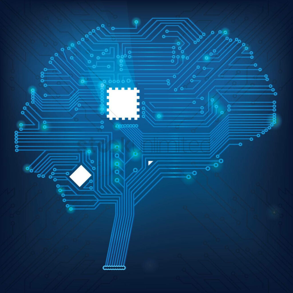 Blue Brain Circuit Wallpaper: AI & Cognitive Fusion Art