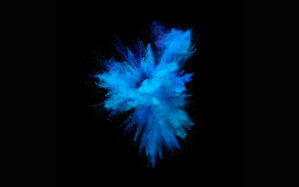 Brilliantly Blue MacBook Pro: A Burst of Color on a Black Backdrop Wallpaper