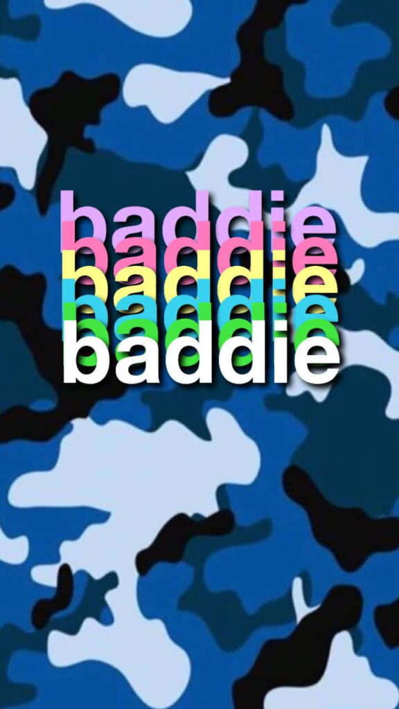 Boldly Blue Baddie: A Camouflaged Wallpaper with Words to Live By