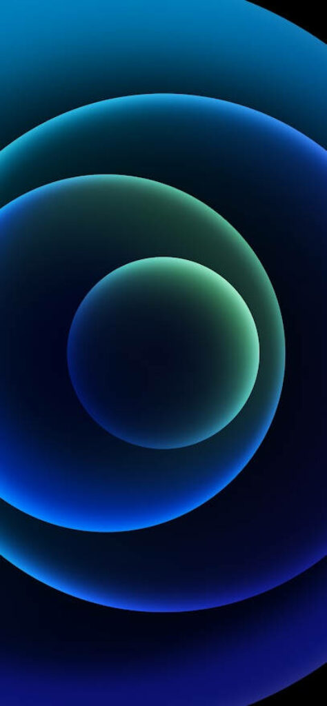 Electrifying Symphony: Vibrant Blue Circles Illuminate the Darkness in Ios Default Background Wallpaper