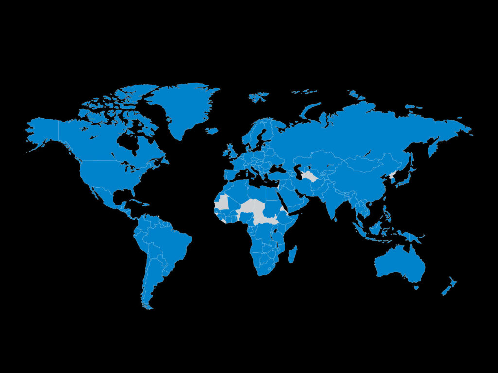 Global Connections: An All-Blue World Map Wallpaper