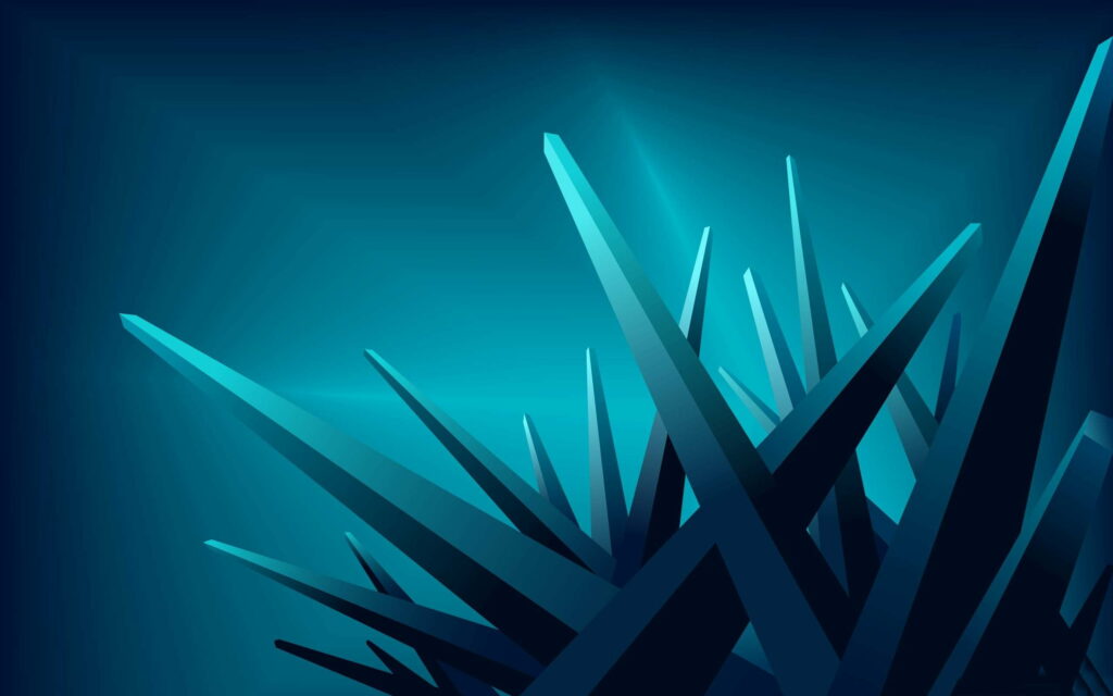 Surrealistic Oasis: Mesmerizing Blue Crystal Formation in 3D Abstract Design - Captivating QHD Wallpaper Background